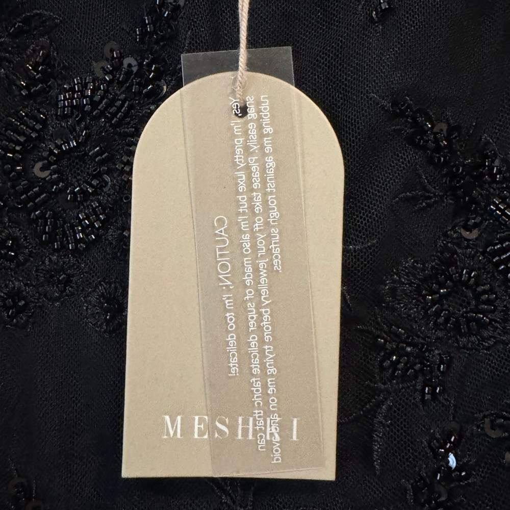 NWT MESHKI Fallon Embroidered Mesh Mini Dress Black Large - Picture 6 of 7